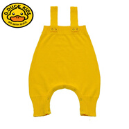 G.DUCKKIDS嬰兒背帶褲 春秋可開(kāi)檔0-1-2歲男女寶寶大PP毛線(xiàn)衣服針織純棉褲子 姜黃色 80cm L