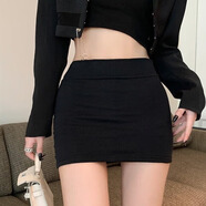 恬飾包臀裙黑色半身裙女短裙子黑色半裙灰色半身裙夏季女裝黑灰色短裙 包臀裙【黑色】 均碼