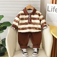 圓圓米米嬰兒套裝春裝男春秋裝兩件套1歲男女寶寶2衣服3秋冬季洋氣4加厚裝 YH253205兩件套咖色 110 碼適合100-105cm約3-4歲