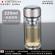 SASOCD日本進(jìn)口品質(zhì)加厚鋼化玻璃杯高端水杯迷你雙層男女士保溫隔熱泡茶 香檳金 220毫升 加厚雙層