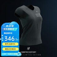 COMPRESSPORT限量 暗黑版 Black 2023短袖 女 SS Tshirt運(yùn)動(dòng)T恤 黑/白 S