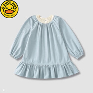G.DUCKKIDS小黃鴨女童連衣裙韓版長(cháng)袖秋季2025新款兒童寶寶洋氣秋天公主裙子 藍色拼接長(cháng)袖連衣裙 110