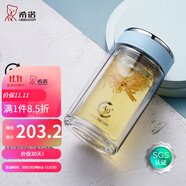 希諾（HEENOOR）雙層抗菌玻璃杯家用清新迷你小巧女士花茶杯帶濾網(wǎng)便攜隔熱水杯子 淺藍(lán)-200ML【銀離子抗菌】升級(jí)款 禮盒裝+帶濾網(wǎng)