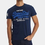 Superdry極度干燥夏季男士2025印花圓領(lǐng)字母純棉潮牌短袖T恤復(fù)古 藏青色 XS 成人