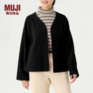 無印良品 MUJI 女式 木棉混 燈芯絨夾克 女短款外套秋冬季簡約風 BDD91C3A 黑色 L(165/88A)