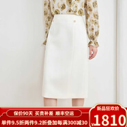 歐迪鳥半身裙2025春夏季新款新品西裝面料開叉通勤高腰直筒中長裙子 米白色 均碼 M