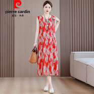 皮爾卡丹（pierre cardin）官方品牌高端2025媽媽夏季新款長款無袖連衣裙寬松大碼吊帶裙時尚 1號色 XL 【體重建議90-115斤】
