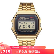卡西歐（CASIO）手表 經(jīng)典方塊小金表時尚ins復(fù)古男表女表情侶表夜光電子表 A159WGEA-1D 33mm表盤男款