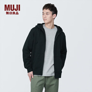 無印良品（MUJI）男式 毛圈棉 拉鏈連帽衫 男士男生寬松衛(wèi)衣潮流男裝 黑色 S (165/84A)