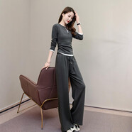 Giordano女士跑步小個子衛(wèi)衣入春穿搭一整套早春休閑運動風(fēng)套裝長褲女睡裙 深灰 M 90-100斤