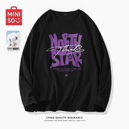 名創(chuàng  )優(yōu)品（MINISO）初秋純棉打底衫男春秋重磅圓領(lǐng)內搭上衣男女生百搭純色長(cháng)袖T恤潮 黑色(mt北極星) XL 180(不起球不掉色)