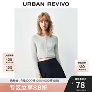 UR秋季新款女裝曠野美拉德百搭修身針織開衫UWB940014 粉灰 M