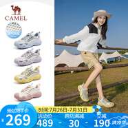 駱駝（CAMEL）登山鞋女2.0機(jī)甲版戶外丑萌鞋 L25M202007W 米/銀/黃(透網(wǎng)) 36
