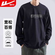 回力長袖t恤男春秋季純棉運動T恤圓領(lǐng)上衣休閑百搭印花打底衫男裝