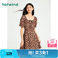 熱風(fēng)（Hotwind）連衣裙女夏季新款女士印花碎花小清新度假休閑顯瘦短裙子 02棕色 S