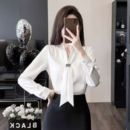 BNEB時(shí)尚職業(yè)套裝女正裝不透夏季2025新款設(shè)計(jì)感短袖襯衫半身裙兩件套 白色長袖襯衣+黑裙 【套裝】 M (建議91-100斤)