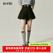 AIVEI欣賀艾薇2024秋季解構(gòu)主義顯瘦A字高腰百搭闊腿短褲C753503B 黑色 S