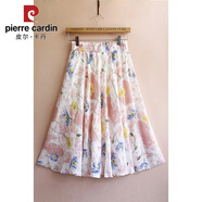 皮爾卡丹（pierre cardin）民族風(fēng)棉麻半身裙女2025夏季新款復(fù)古亞麻印花短裙田園碎花a字裙 酒紅色 無(wú)貨 均碼