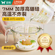 雙槍（Suncha）加厚刻度耐高溫廚房烘焙打蛋過濾 卡皮巴拉高硼硅玻璃量杯500ML