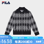 斐樂（FILA）520禮物520禮物女士編織外套2024冬季新款休閑幾何大翻領(lǐng)開衫毛衣 正黑色-BK 155_76A_XS
