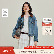 茵曼（INMAN）七夕章若楠同款復古休閑女裝短款牛仔外套2025年秋季新款長(cháng)袖上衣 牛仔藍-18538234 S