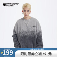 Dangerous people薛之謙dsp漸變仿貂毛時(shí)尚寬松圓領(lǐng)套頭毛衣針織衫 灰色 L