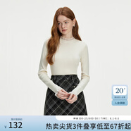 范思藍恩【可機洗】蕾絲花邊修身針織打底衫女秋冬2024新款14088 月光白 M