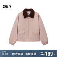 森馬（Semir）外套女oversize插肩袖仿羊羔毛毛領(lǐng)冬季2024夾棉夾克109724108016