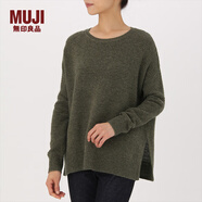 無(wú)印良品 MUJI 女式 美利奴羊毛 束腰長(zhǎng)上衣 W7AA017 煙熏綠色 M~L