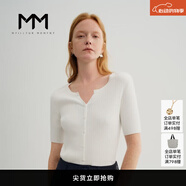麥檬萬件爆款MM口碑原創(chuàng)桑蠶絲涼感針織上衣短袖春夏淡人穿搭 水滴領-短袖-白色5G4930292 M （100-115斤）