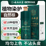純春堂云南本草染發(fā)劑植物蓋白發(fā)天然棕色男女士泡泡一洗黑染發(fā)膏400ml