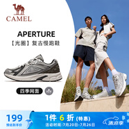 駱駝（CAMEL）復(fù)古運(yùn)動(dòng)男鞋全地形跑步休閑慢跑鞋子 X14B09L7013 黑/銀 43