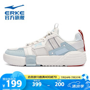 鴻星爾克女鞋板鞋女士輕便潮流滑板鞋學(xué)生休閑運(yùn)動(dòng)鞋【奇彈無(wú)雙】板鞋 12122101508 微晶白/霧霾淺藍(lán) 36