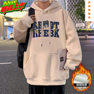 臣嬪重磅520g純棉美式連帽衛衣男秋冬oversize感街頭寬松外套chis港風(fēng) CM016杏色加絨 加絨 5XL