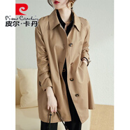 皮爾 卡丹中長(zhǎng)款風(fēng)衣女2025春季新款寬松韓版英倫風(fēng)外套女春秋時(shí)尚百搭風(fēng)衣 卡其色 M 90-105斤