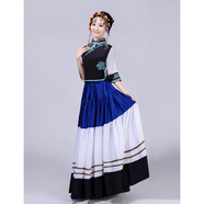 GOYN第十屆荷花獎情深誼長(cháng)舞蹈演出服裝新款彝族大擺裙少數民族成人女 上衣+裙子+頭飾 XXS 150碼