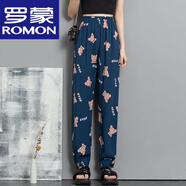 羅蒙（ROMON）棉綢沙灘褲女民族風(fēng)人造棉女褲寬松束腳哈倫褲防蚊褲燈籠褲休閑褲 高檔品牌餅干可愛(ài)熊 L (適合80~110斤)