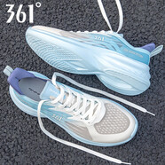 361°男鞋運動(dòng)鞋男跑步鞋春季網(wǎng)面透氣薄款品牌軟底男士鞋子男 羽毛白/卷云藍 -3 40