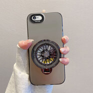 藍(lán)凜蘋果6手機(jī)殼iPhone6splus保護(hù)套I6s彩銀電鍍簡約光感蘋果6Plus磨砂殼男女軟邊硅膠大孔防摔外殼 【彩銀殼】黑色+陀螺支架 蘋果6/蘋果6S