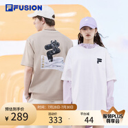 FILA FUSION斐樂潮牌情侶款短袖衫時尚寬松短袖T恤男女 標(biāo)準(zhǔn)白-WT S