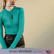 日著（rizhuo）原創(chuàng)設(shè)計(jì)女裝2025秋季新款小眾修身長(zhǎng)袖上衣桑蠶絲針織打底衫 霜藍(lán) L