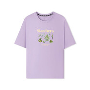 斯凱奇2025新款男女同款針織短袖T恤夏季寬松舒適透氣運動(dòng)打底衫 薰衣草紫/00KC XS 160