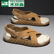 木林森【精選輕便軟底涼鞋】夏季舒適好穿涼鞋男外穿涼拖兩用拖鞋沙灘鞋 淺棕KD-1107 41
