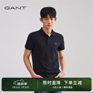 GANT【100%棉】GANT/甘特夏男士寬松時(shí)尚休閑舒適通勤翻領(lǐng)短袖POLO衫 5黑色 S