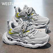 西遇（Westlink）男鞋2025新款老爹潮鞋休閑時尚百搭網面透氣爆款厚底增高運動鞋 灰色 單層 40 （標準運動鞋尺碼）