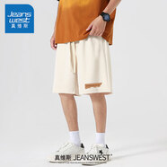 真維斯（Jeanswest）300g重磅短褲男夏季大碼寬松大褲衩胖子健身運動加肥加大五分褲薄 淺米(埃及神話褲中標) 【重磅升級】 XL (180) (體重140-160斤)
