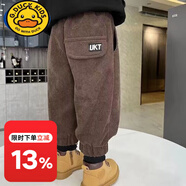 G.DUCKKIDS男童加絨加厚褲子冬季保暖兒童休閑褲外穿夾棉燈芯絨棉褲洋氣 咖色 春秋薄款 140 建議身高135厘米左右