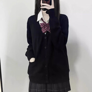其他的  THE OTHER日系jk制服針織開(kāi)衫學(xué)院風(fēng)甜美校供毛衣百搭長(cháng)袖外搭外套秋冬 220黑色 XS