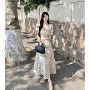 允橘法式連衣裙裙子女夏季2025新款白色長裙仙女顯瘦純欲海邊沙灘裙 法式波點連衣裙 S 建議90斤內(nèi)