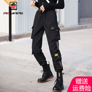 AEMAPE休閑褲女2025春秋冬季女裝時(shí)尚百搭工裝褲顯瘦高腰嘻哈褲子女裝 黑色褲S40 M _建議95斤—106斤
